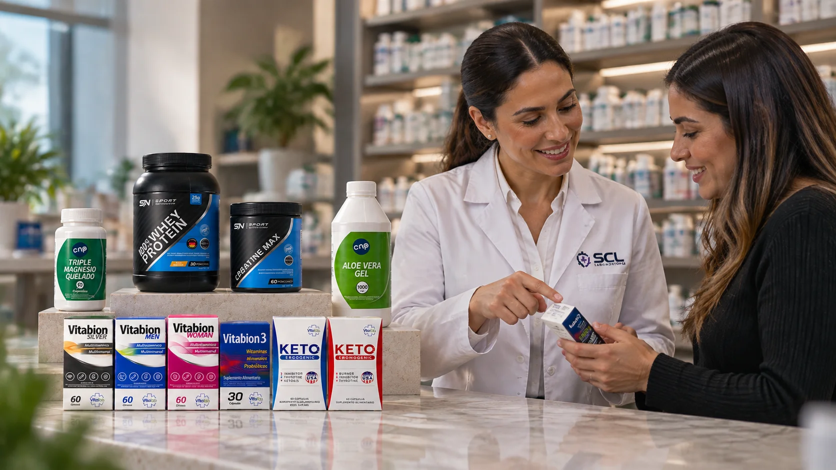 Productos SCL en una farmacia
